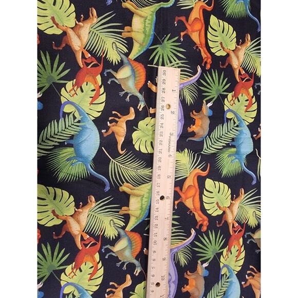 Dinosaurs and Ferns on Black Background Cotton Fabric 2 Yard 33 Inch Quilting - Picture 4 of 7